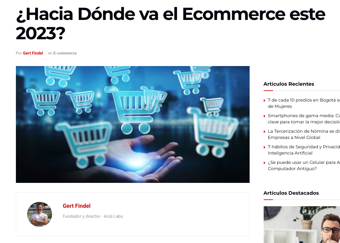 Captura de pantalla de la columna de opinión sobre el futuro del ecommerce publicada en la Revista Empresarial & Laboral